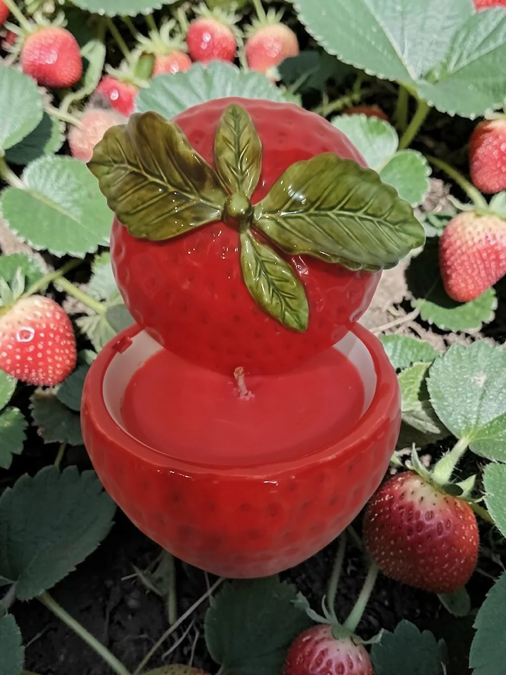 Red Strawberry Ceramic Decorative Candle Jar - Picture 1 of 2